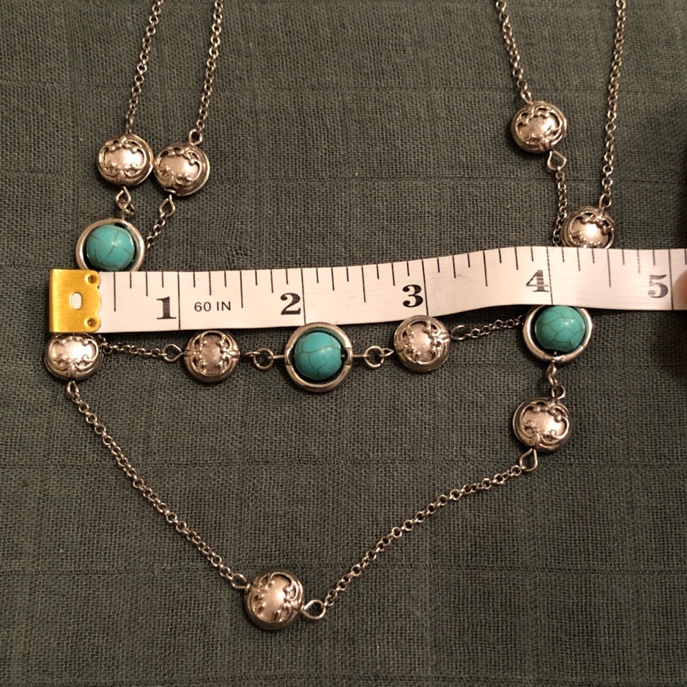 Elegant Turquoise and Silver Long Sweater Necklace - Picture 11 of 12